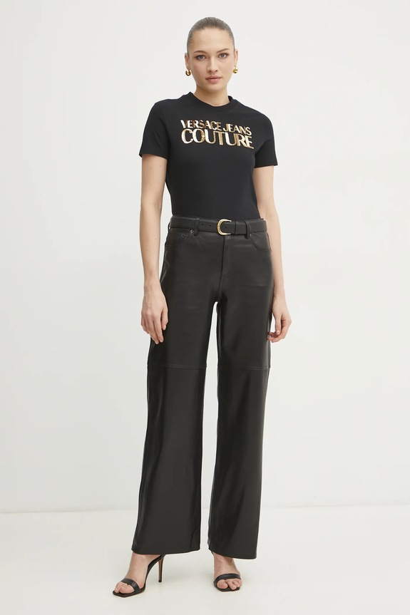 Versace Jeans Couture t-shirt bawełniany 78HAHE02.CJ00E czarny SS25