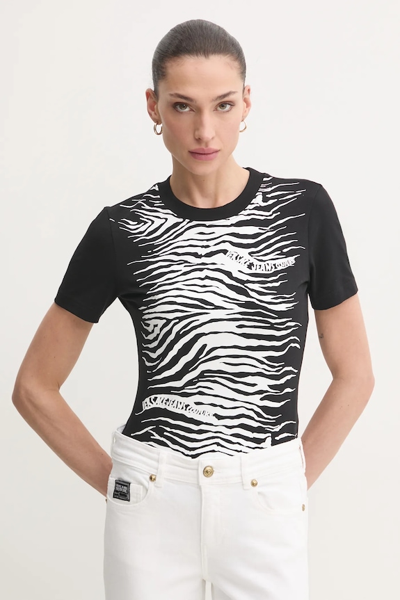 Majica kratkih rukava Versace Jeans Couture print crna 78HAHS02.CJ01S