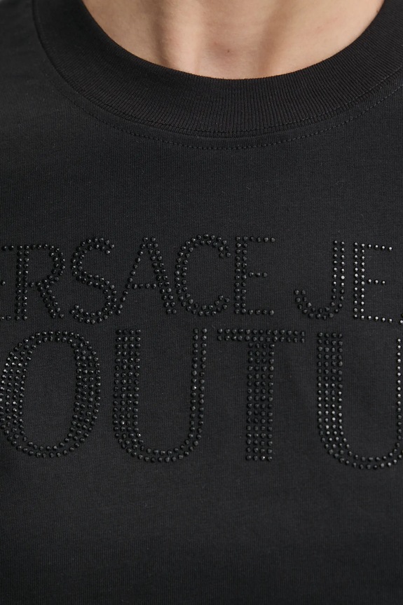 Βαμβακερό μπλουζάκι Versace Jeans Couture 78HAHS04.CJ00S μαύρο