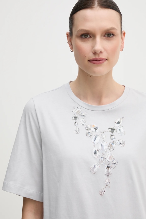 Sisley t-shirt bawełniany szary 3I1XL106R