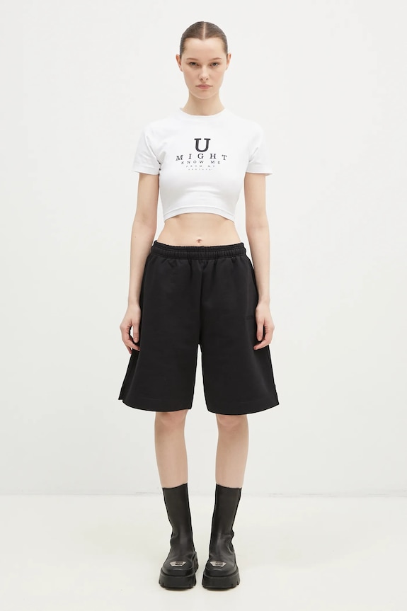 VETEMENTS t-shirt in cotone U Might Know Me Cropped Fitted WA66TR750W bianco