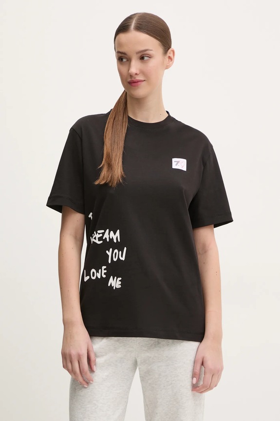 Bombažna kratka majica EA7 Emporio Armani Okrogel črna AF13243.7X000032