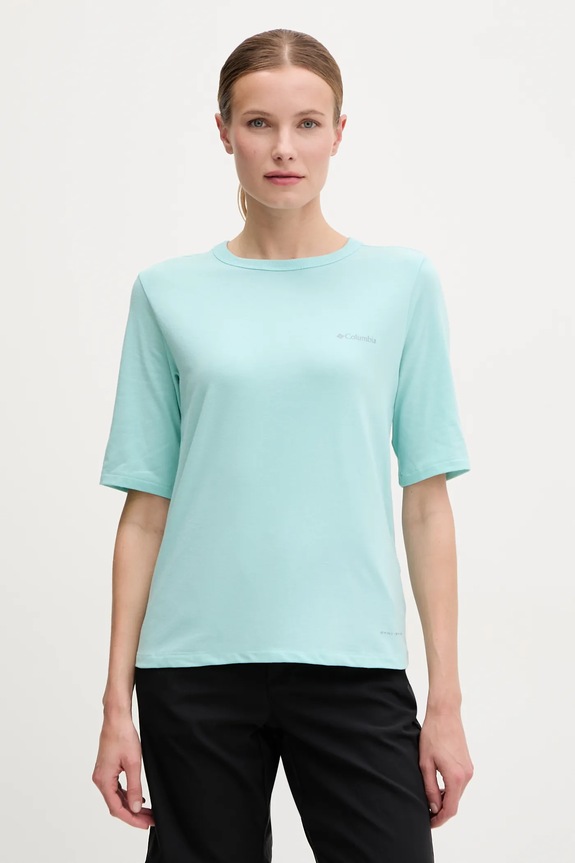 Αθλητικό μπλουζάκι Columbia Sun Trek με ελαστάν τιρκουάζ 2145251