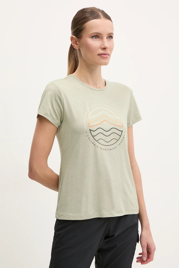 Columbia t-shirt sportowy Sloan Ridge z elastanem zielony 2077451
