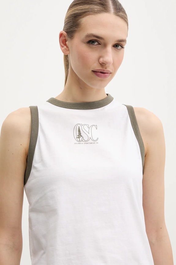 Pamučni top Columbia Rolling Bend bijela 2119981