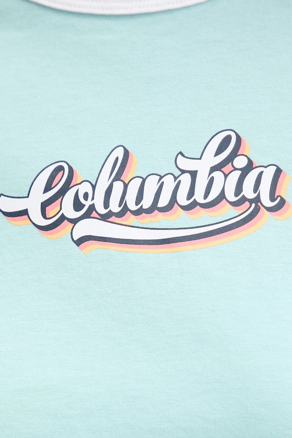 Bombažna kratka majica Columbia Rolling Bend 2120001 turkizna