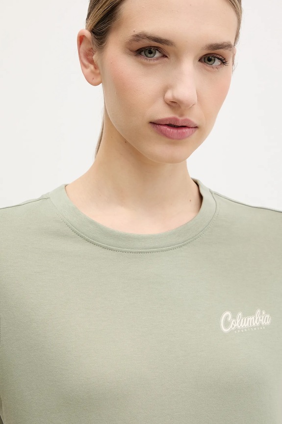Columbia t-shirt in cotone Rolling Bend verde 2120021