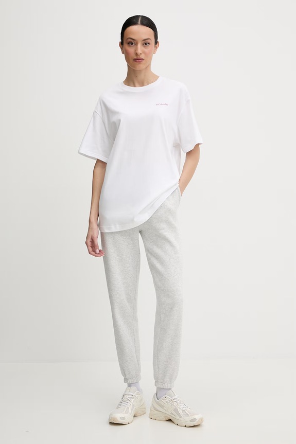 Βαμβακερό μπλουζάκι Columbia Rolling Bend 2120031 λευκό SS26