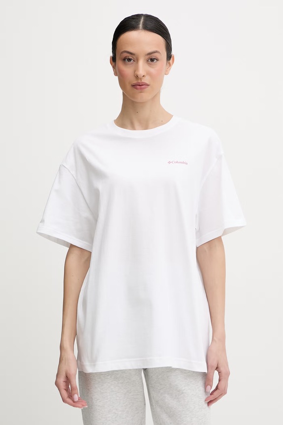 Ρούχα Βαμβακερό μπλουζάκι Columbia Rolling Bend 2120031 λευκό