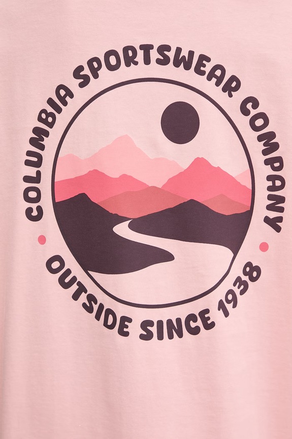 Βαμβακερό μπλουζάκι Columbia Rolling Bend 2120031 ροζ