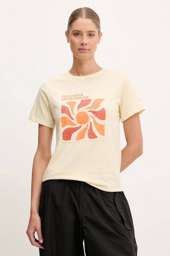 Columbia tricou Sun Trek print galben 2120133