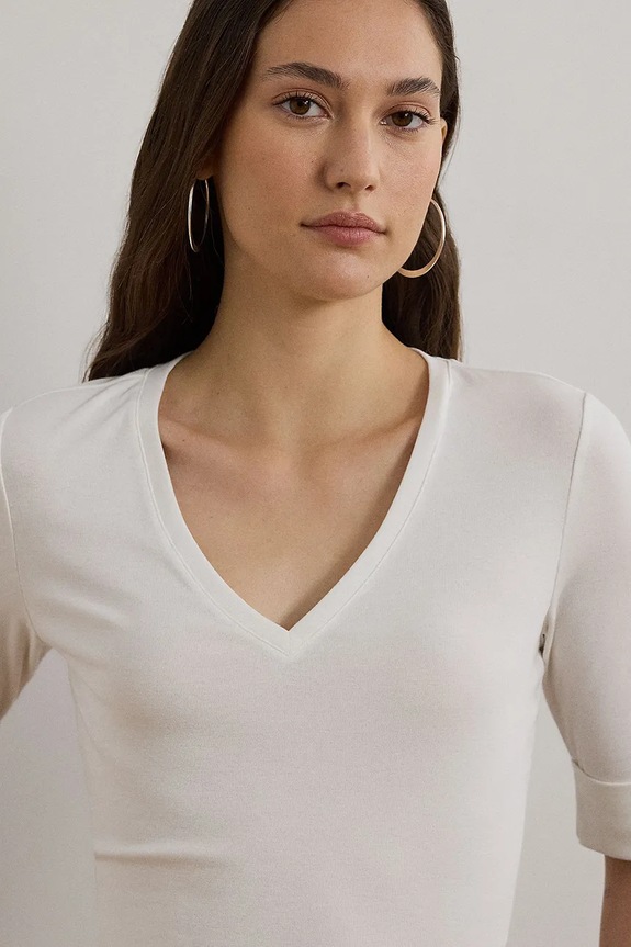 Хлопковая футболка Lauren Ralph Lauren белый 200815843