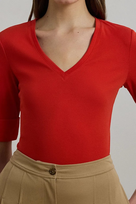 Bombažna kratka majica Lauren Ralph Lauren rdeča 200815843