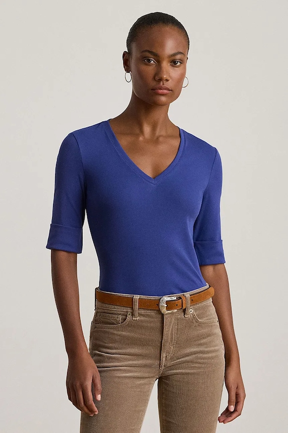 Lauren Ralph Lauren t-shirt in cotone slim blu 200815843