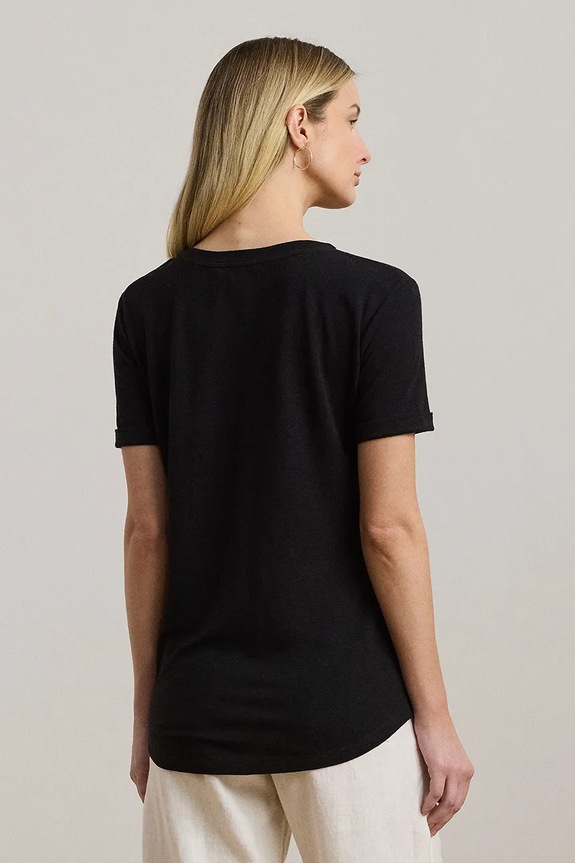 Lanena kratka majica Lauren Ralph Lauren 200963871 črna SS25