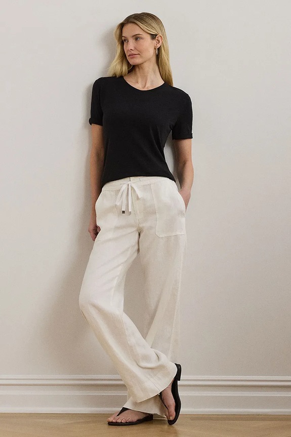 Oblačila Lanena kratka majica Lauren Ralph Lauren 200963871 črna