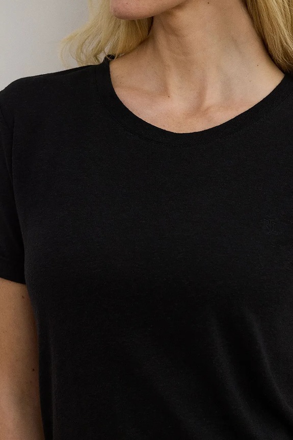 Lanena kratka majica Lauren Ralph Lauren črna 200963871