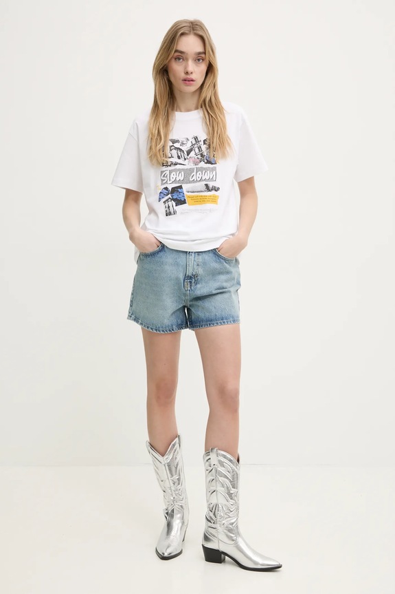 Хлопковая футболка Moschino Jeans 0708.3229 белый SS25