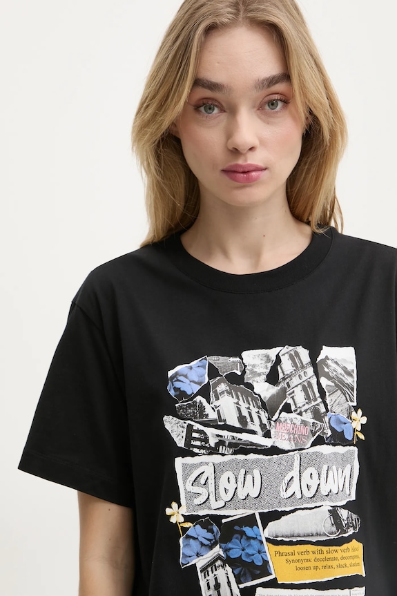 Bavlněné tričko Moschino Jeans černá 0708.3229