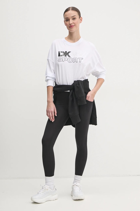Bavlnené tričko s dlhým rukávom Dkny DP5T1117 biela SS25