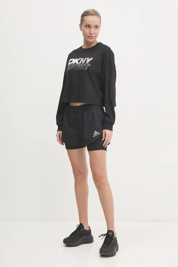 Bavlnené tričko s dlhým rukávom Dkny DP5T1117 čierna SS25