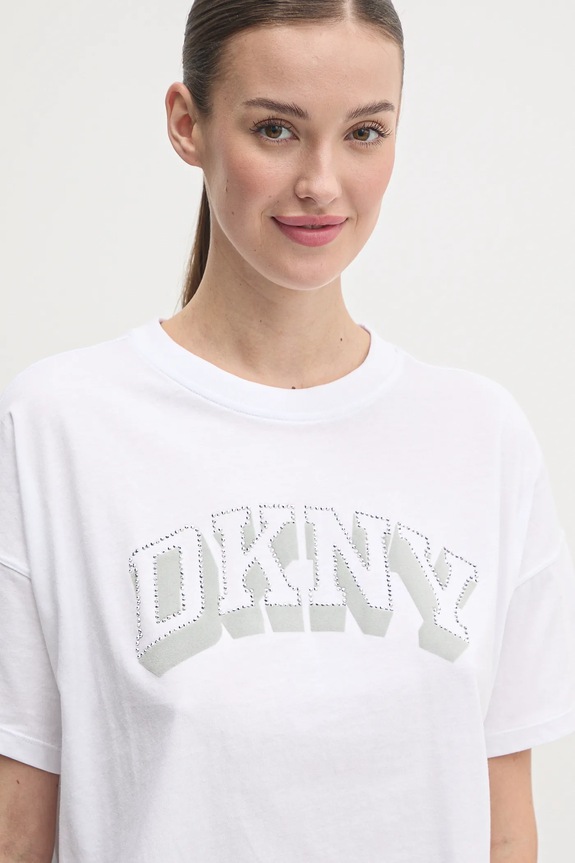 Dkny t-shirt bawełniany aplikacja biały DP5T1119