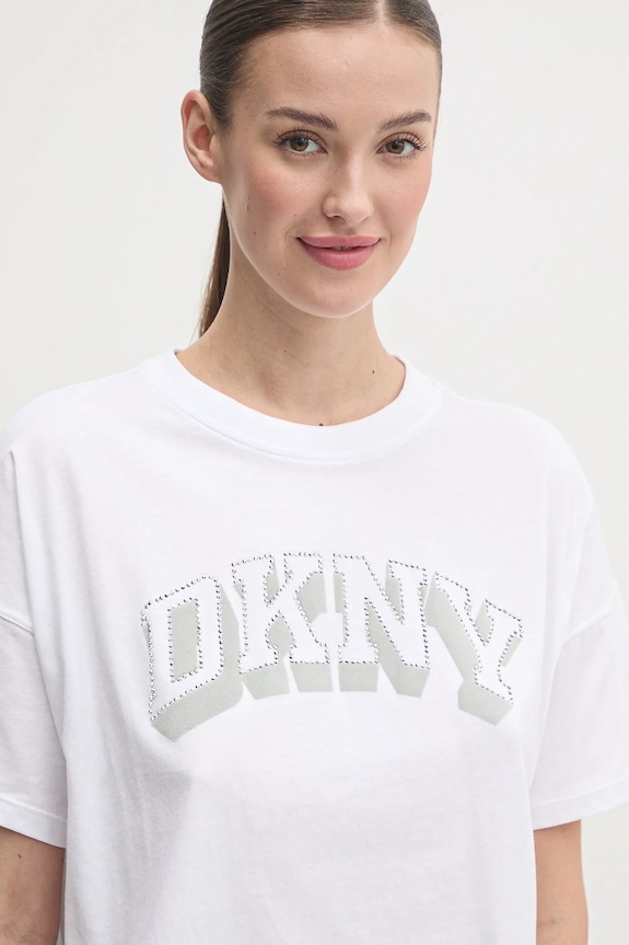 Dkny t-shirt bawełniany aplikacja biały DP5T1119