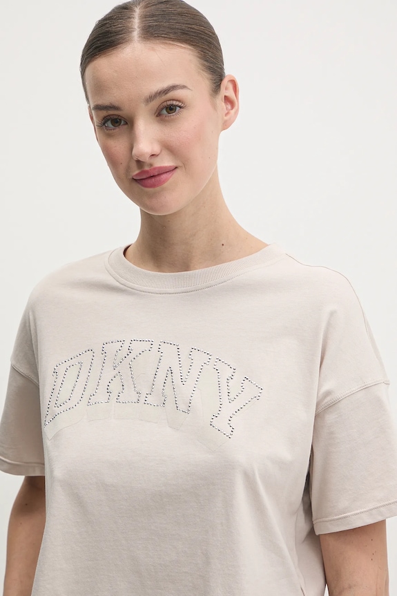 Dkny t-shirt bawełniany beżowy DP5T1119