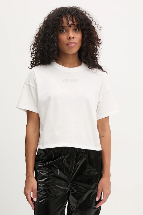 Бавовняна футболка Dkny relaxed бежевий DP4T1070