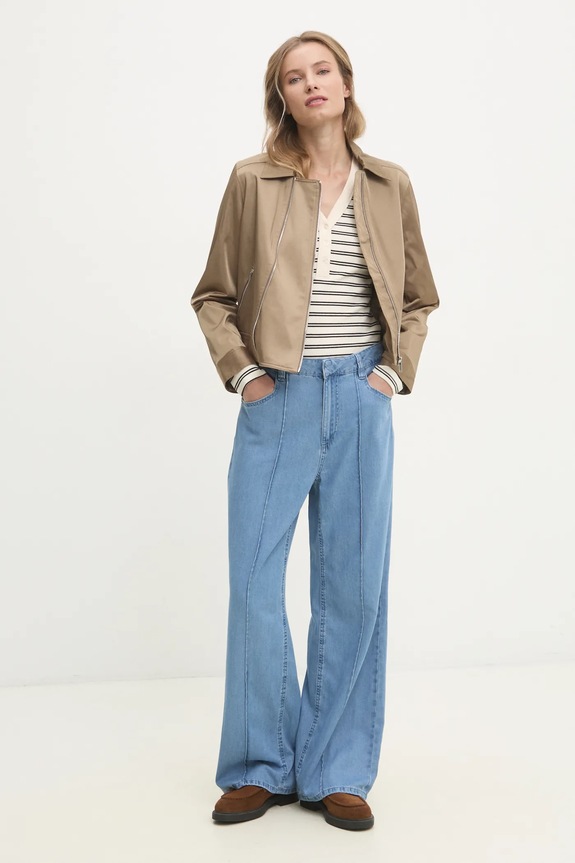 Dkny longsleeve DJ4T1327 beżowy SS25