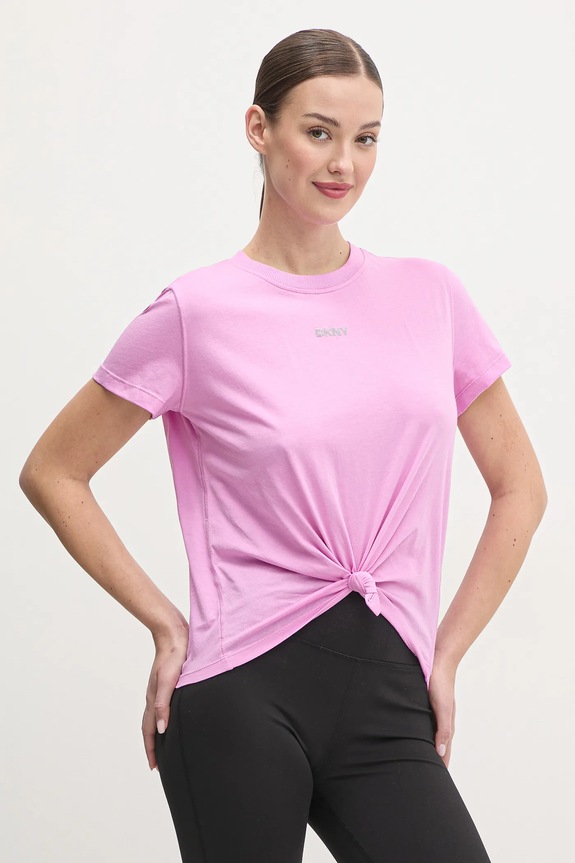 Bavlnené tričko Dkny nášivka fialová DP5T9994