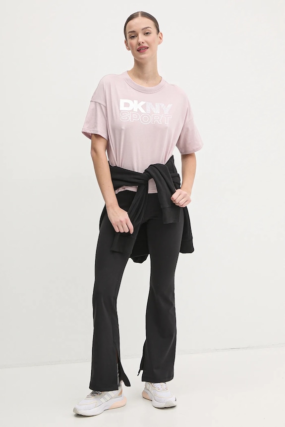 Pamučna majica Dkny DP5T1121 roza SS25