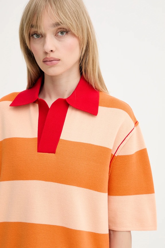 Βαμβακερό μπλουζάκι πόλο Sunnei πορτοκαλί RTWXKNW014