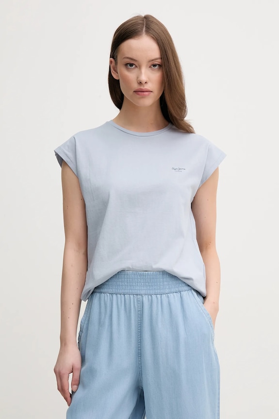 Βαμβακερό μπλουζάκι Pepe Jeans BLOOMA κανονικό μπλε PL506030