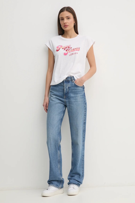 Pepe Jeans tricou din bumbac ROSALIE PL506033 alb SS25
