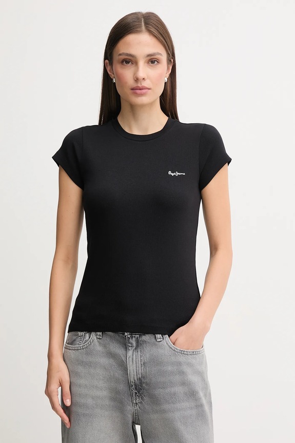 Tričko Pepe Jeans MERIDA slim čierna PL506037
