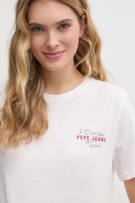 Bavlnené tričko Pepe Jeans REI biela PL506038