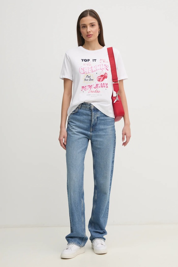 Pepe Jeans t-shirt bawełniany ROXANE PL506045 biały SS25