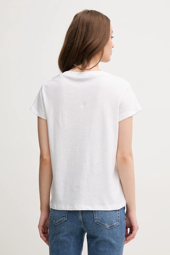 Oblečenie Ľanové tričko Pepe Jeans MEGAN PL506049 biela
