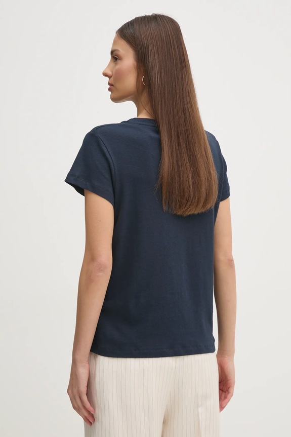 Oblečenie Ľanové tričko Pepe Jeans MEGAN PL506049 tmavomodrá