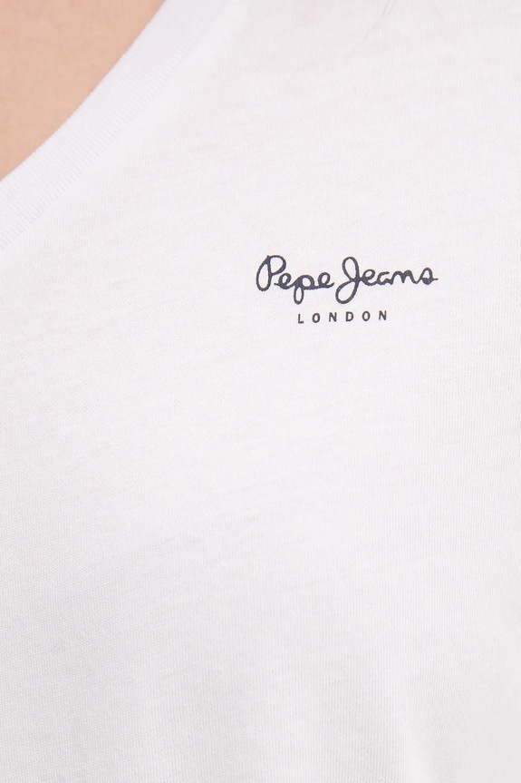 Bavlnené tričko Pepe Jeans MACY V-NECK PL506051 biela