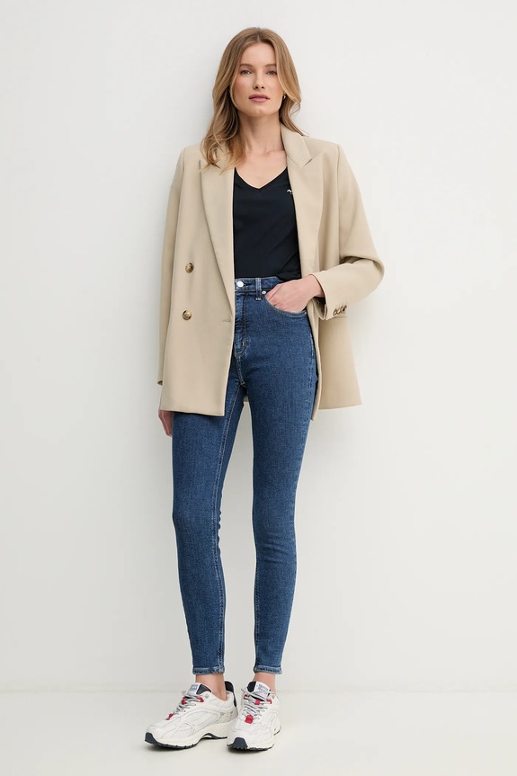Bavlnené tričko Pepe Jeans MACY V-NECK PL506051 tmavomodrá SS25