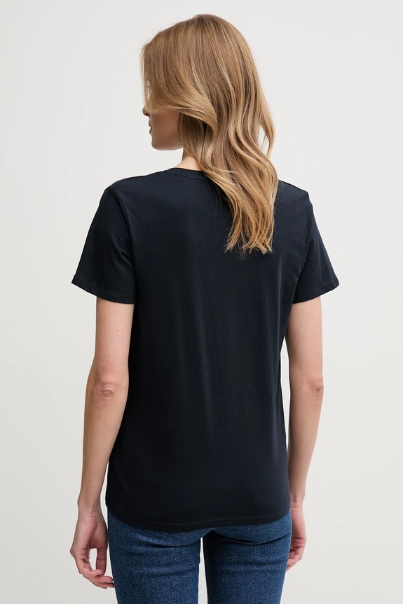 Oblečenie Bavlnené tričko Pepe Jeans MACY V-NECK PL506051 tmavomodrá
