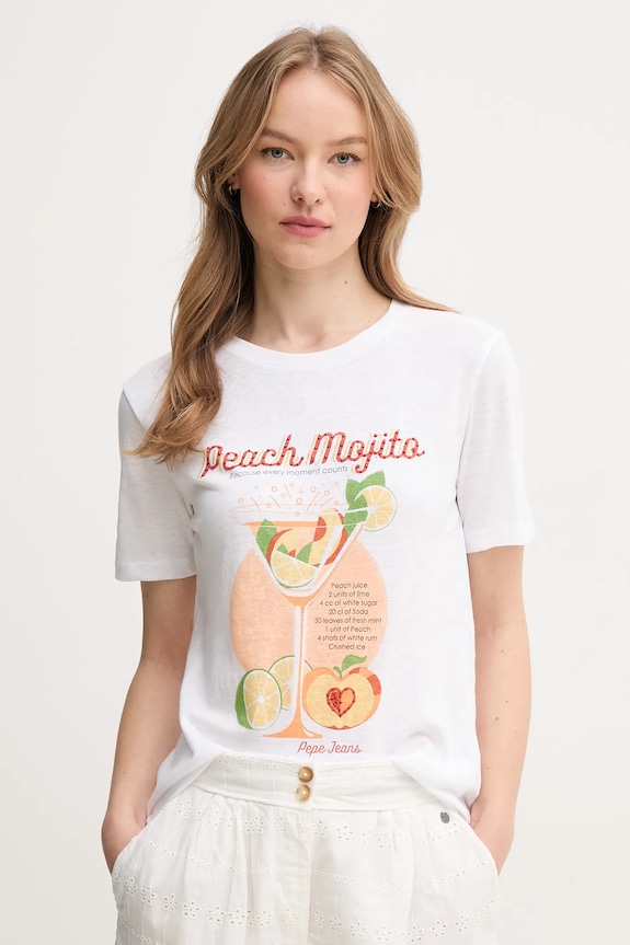 Tričko Pepe Jeans VIOLA potlač biela PL506060