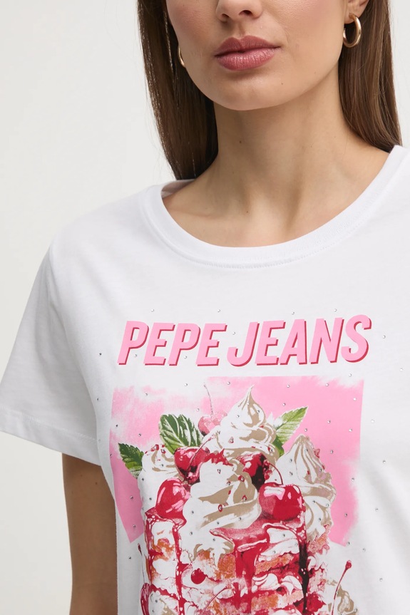 Bavlnené tričko Pepe Jeans RYOKO PL506069 biela