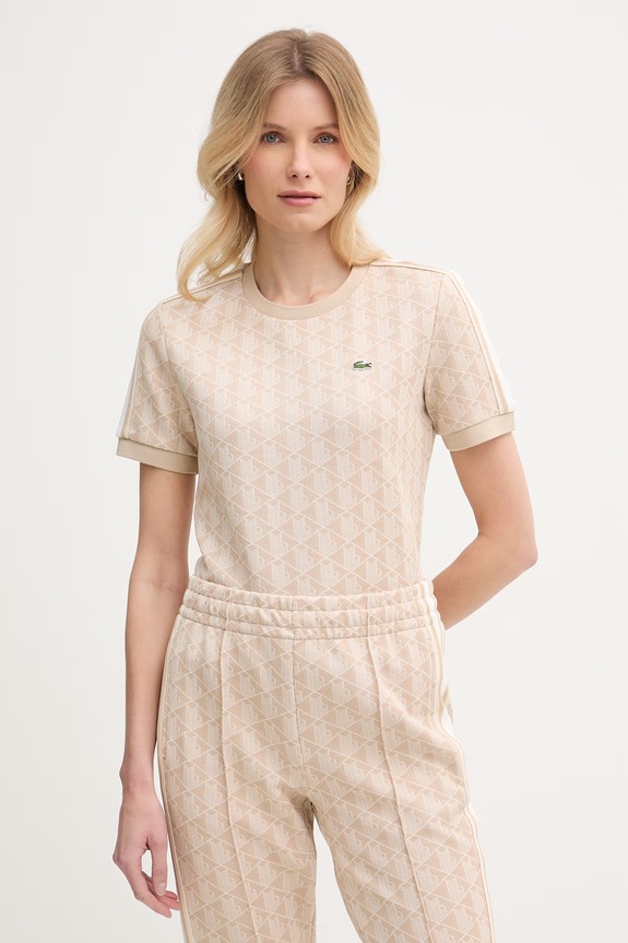 Lacoste T-shirt damski beżowy TF3244