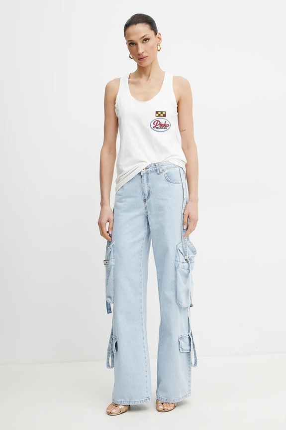 Bavlněný top Pinko 105269.A2ME bílá SS25