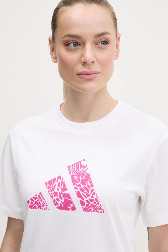 Bavlněné tričko adidas Camo bílá JN9107