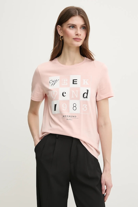 Weekend Max Mara t-shirt in cotone sovrastampa rosa 2515971052600