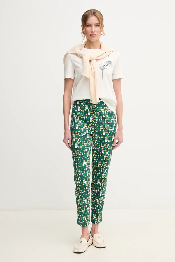 Bavlnené tričko MM by Max Mara 2516941038600 béžová SS25